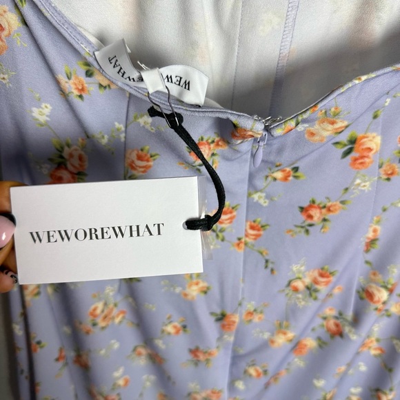 Brand New WeWoreWhat Women's Ruffle Halter Midi Dress Vintage Roses Purple S - Picture 10 of 12